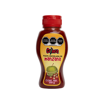 Empaque de pulpa bites manzana producto con botanas enchiladas Chilaca Chilitos