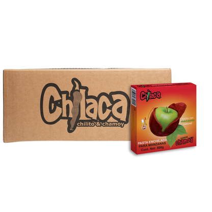 Caja de 24 pastas para forrar manzanas con chamoy Chilaca Chilitos