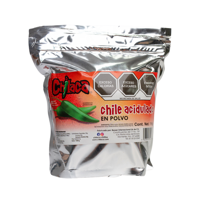 Empaque de polvo acidulado en polvo con enchilacador en polvo Chilaca Chilitos
