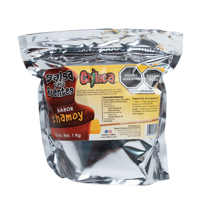 Empaque de salsa de chamoy producto con botanas enchiladas Chilaca Chilitos