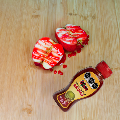 Textura de pulpa bites manzana producto con snacks con chamoy Chilaca Chilitos