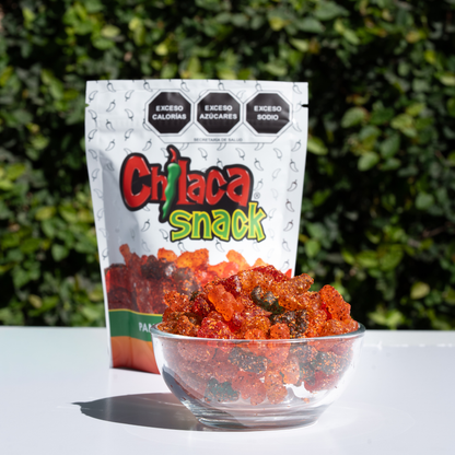 Textura de panditas enchiladas producto con snacks con chamoy Chilaca Chilitos