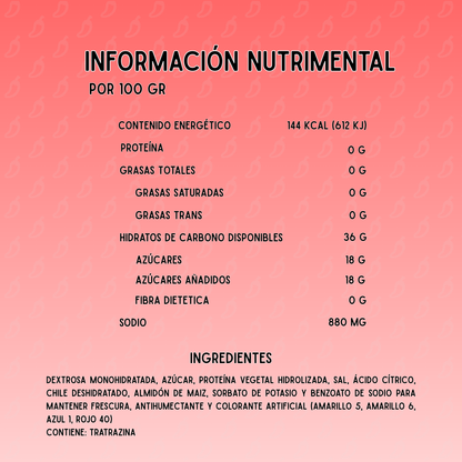 Preparación de salsa negra en polvo con chile en polvo para manzanas Chilaca Chilitos